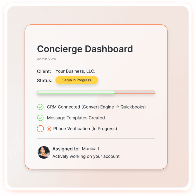 Concierge Dashboard showing system setup in progress